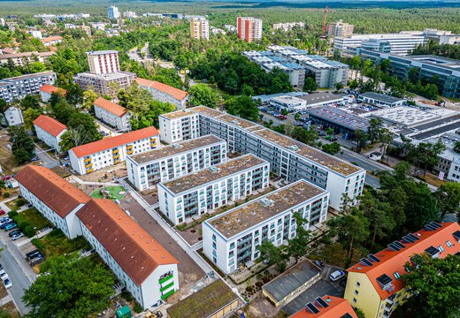 Bauprojekt Erlangen Jaminpark Drohnenansicht