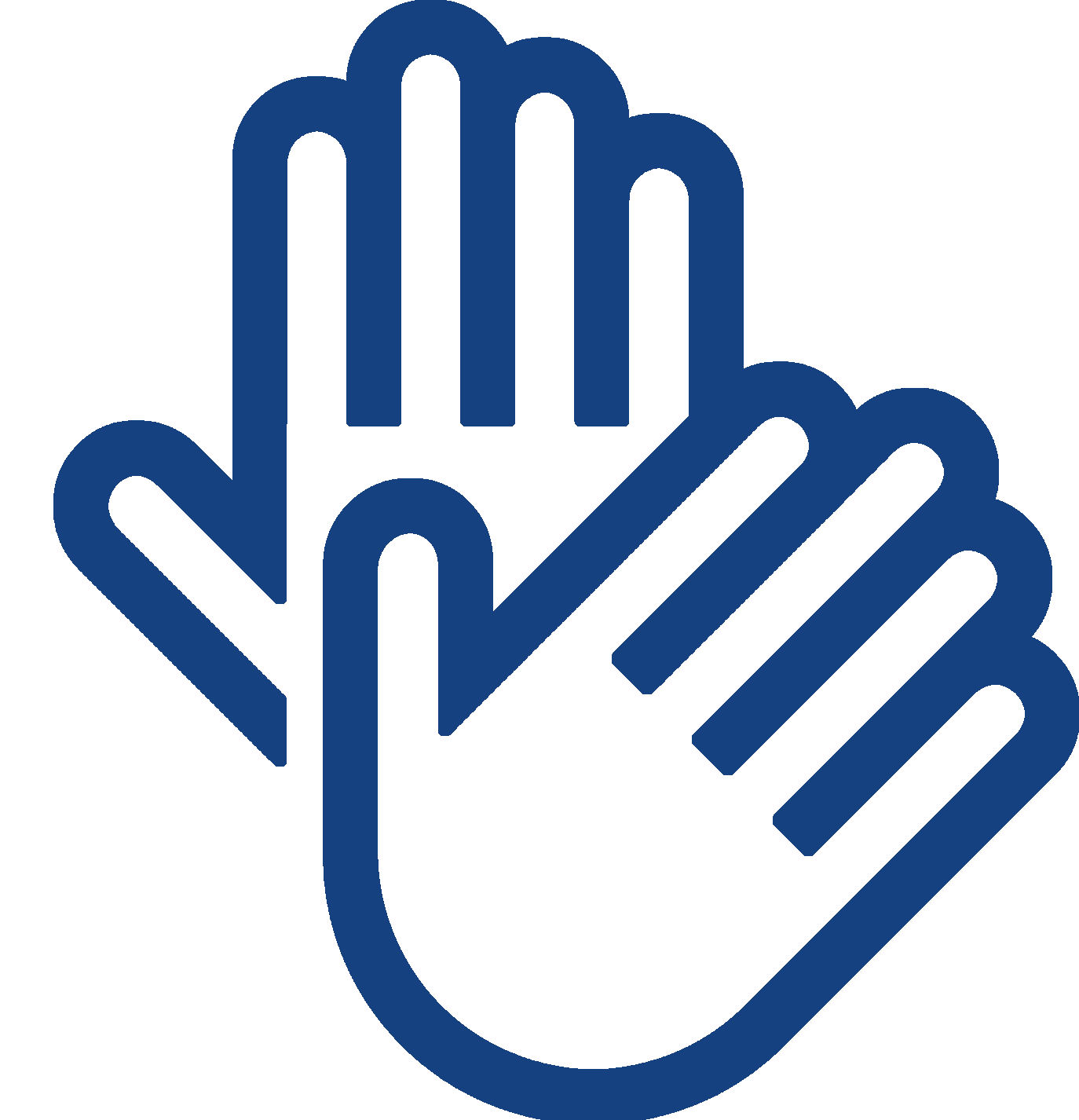 Zwei Hände in Kommunikationsgeste, symbolisierend Gebärdensprache.